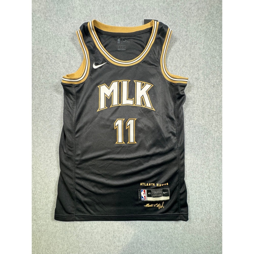 Nike Atlanta Hawks Trae Young #11 MLK City Edition Jersey Black Gold Mens Small